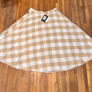 Who What Wear Tan and White High-Low Midi Skirt